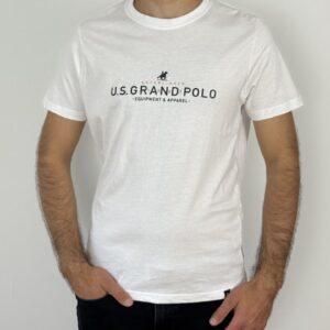 U.S. Grand POLO Tricou barbati cu imprimeu text - Regular fit - Alb