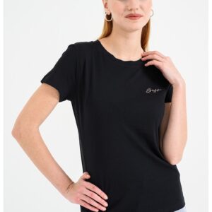 Tricou de bumbac cu decolteu la baza gatului Esogo - Negru