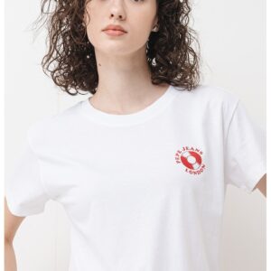 Tricou cu decolteu la baza gatului si design pe spate - Alb