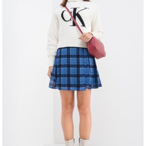 Pulover crop cu imprimeu logo - Alb fildes