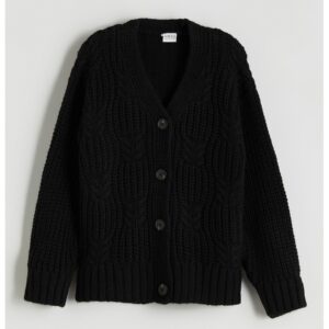 Cardigan tricotat cu nasturi - Negru