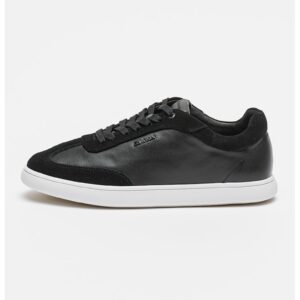 Pantofi sport din piele si garnituri din piele intoarsa - Negru/Alb optic