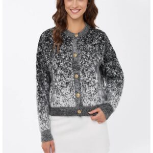 Cardigan tricotat cu nasturi - material acrilic - Negru -
