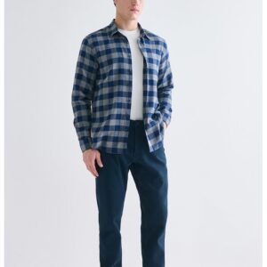 Pantaloni drepti cu model uni - Bleumarin