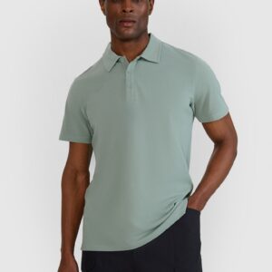 Tricou polo barbat - bumbac - verde masliniu - croiala normala - guler clasic cu 3 nasturi