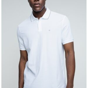 Tricou polo din bumbac pique - Gri/Alb optic