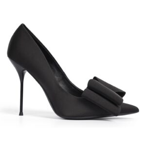 Pantofi cu toc stiletto si aplicatie cu funda Rayna - Negru
