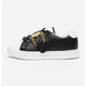 Pantofi psort de piele ecologica cu design cu catarama Fondo Court - Alb/Negru