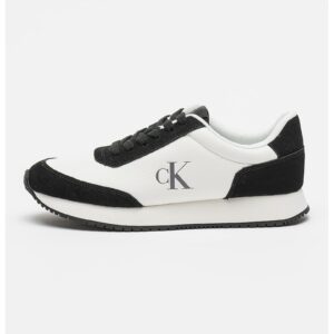 Pantofi sport low-cut din piele si piele intoarsa cu siret - pentru alergat - Negru stins/Alb murdar