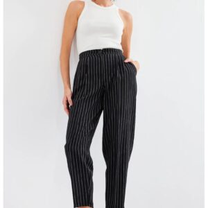 Pantaloni dama - HiCCUP - talie inalta - negri - poliester - Negru