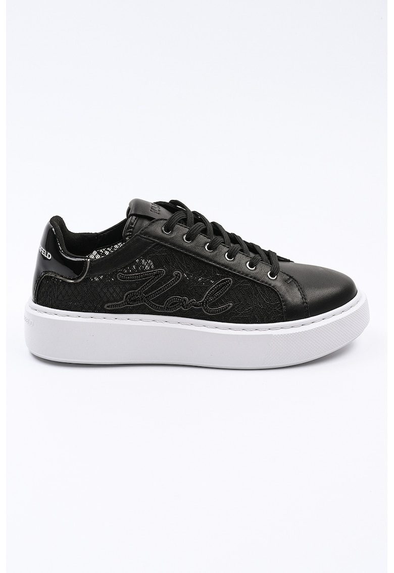 Pantofi sport de piele cu insertii de plasa - Negru