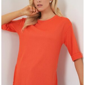 Tricou dama - HiCCUP - texturat - portocaliu - poliester - maneca scurta