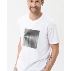 Tricou alb pentru barbati  T-Vibes - Comfort Fit - Alb/Gri