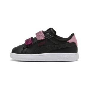 Pantofi sport Smash 3.0 de piele ecologica cu velcro si particule stralucitoare - Negru/Roz inchis/Roz prafuit