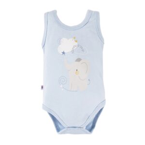 Body fara maneci cu model elefant -  - Mellow - Bleu - pentru baietei - Bleu - Albastru deschis