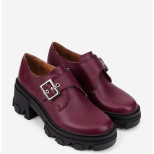 Pantofi dama bordo din piele - Visiniu