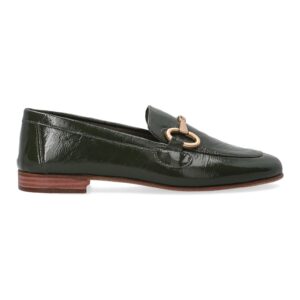 Pantofi loafer din piele lacuita - cu decoratiune metalica