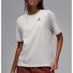 Tricou cu imprimeu logo si decolteu la baza gatului - pentru baschet Jumpman - Gri melange