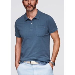 Tricou polo clasic din tricot de bumbac  OM-POWS-0142 - Albastru inchis