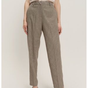 Pantaloni din amestec de modal si talie inalta - Negru/Maro/Bej