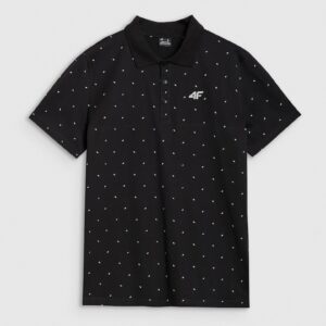 Tricou polo barbati - negru - 100% bumbac - croiala regulata - imprimeu integral