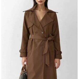Palton pentru dama - HiCCUP - cu captuseala - croiala confortabila - textil - maro