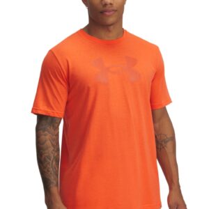 Tricou cu decolteu la baza gatului si imprimeu logo - Portocaliu mandarina