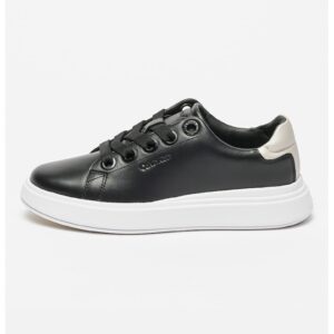 Pantofi sport de piele cu sireturi - Negru/Argintiu