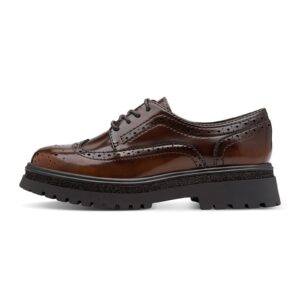 Pantofi Oxford din piele ecologica - Maro inchis/Negru