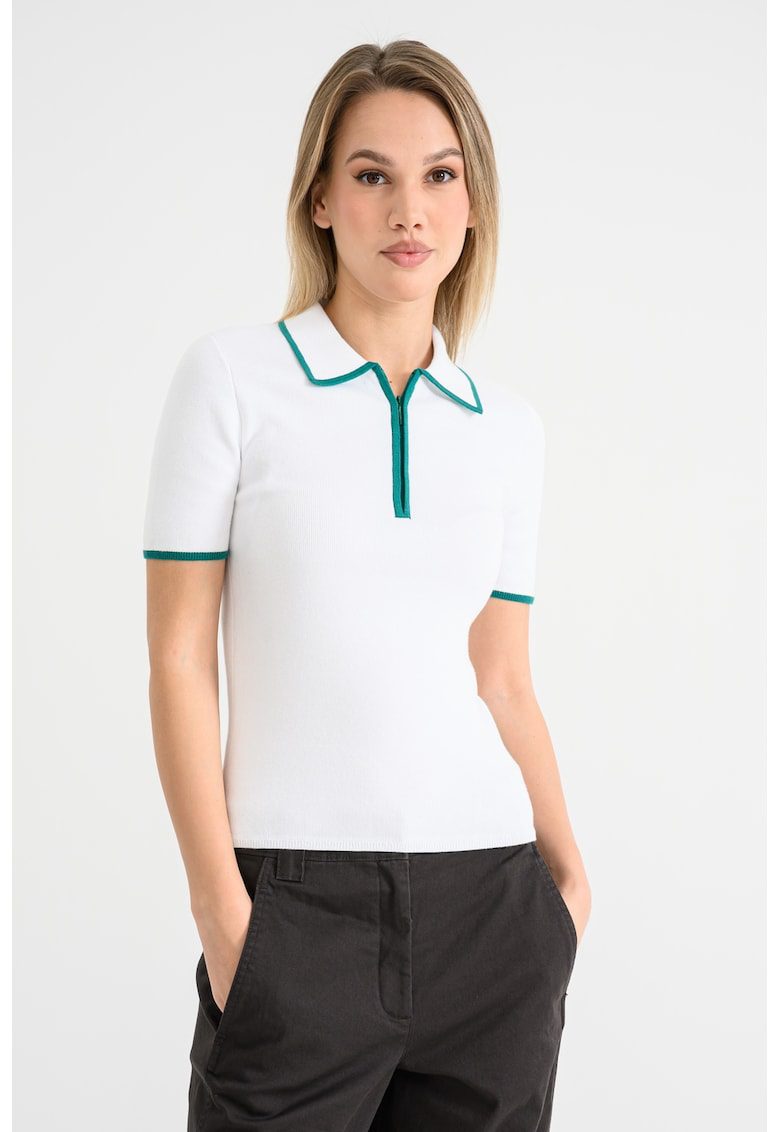 Tricou polo cu garnituri contrastante - Alb/Verde