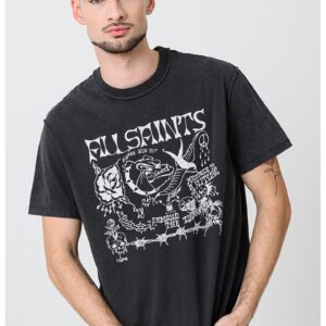 Tricou din bumbac organic cu imprimeu grafic - Alb murdar/Gri antracit