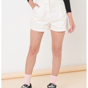 Pantaloni scurti uni din bumbac organic - Alb