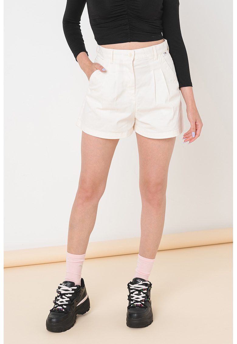 Pantaloni scurti uni din bumbac organic - Alb