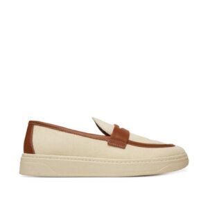 Mocasini barbatesti -  material textil - bej/maro