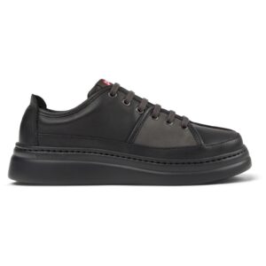 Pantofi sport din piele cu talpa wedge Runner Up Twins - Negru/Gri inchis