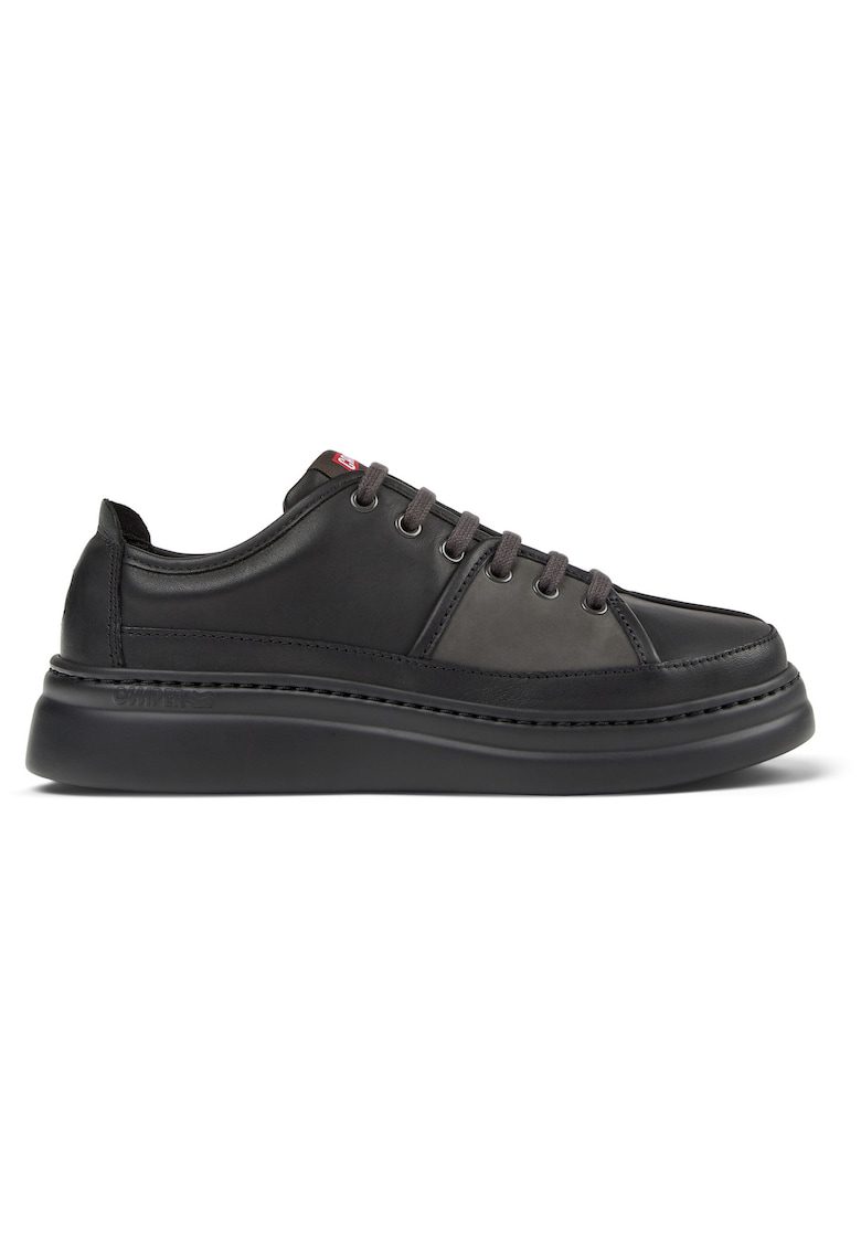 Pantofi sport din piele cu talpa wedge Runner Up Twins - Negru/Gri inchis