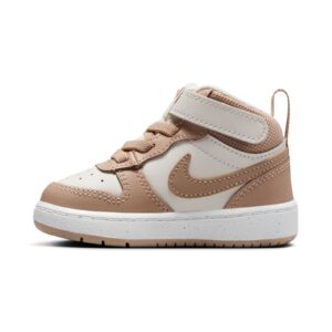 Pantofi sport Court Borough Mid 2 din piele si material textil cu logo - Maro deschis/Alb murdar