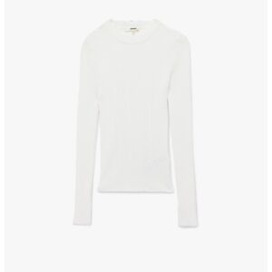 Pulover uni slim fit tricotat - Alb murdar