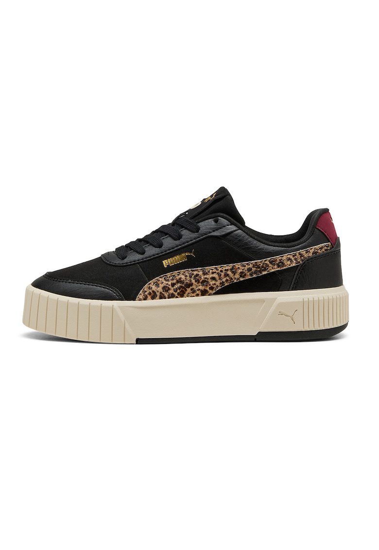 Pantofi sport Carina Mia Animal Flair din piele ecologica - Negru/Maro/Rosu inchis
