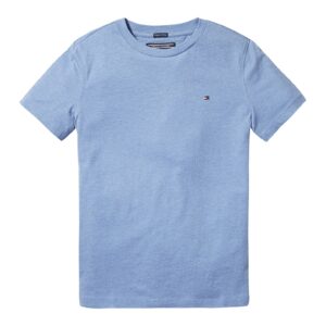 Tricou din bumbac organic cu decolteu la baza gatului - Albastru lavanda