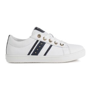 Pantofi sport low-top de piele cu detalii contrastante Kathe - Alb/Bleumarin