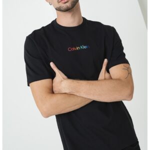 Tricou de bumbac cu imprimeu logo - Negru/Portocaliu/Albastru