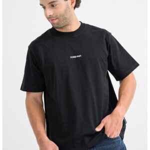 Tricou din amestec de bumbac organic si imprimeu grafic pe partea din spate - Alb/Negru/Lila