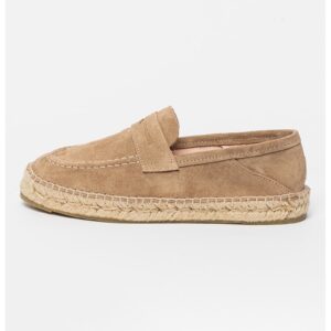 Pantofi loafer uni de piele intoarsa - Maro taupe