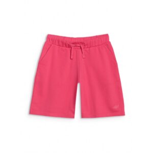 Pantaloni scurti pentru fete  roz - oversize - din bumbac si poliester - fara captuseala