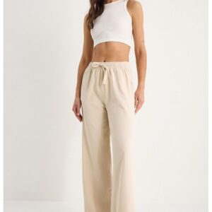 Pantaloni  bej talie inalta - Bej Natural