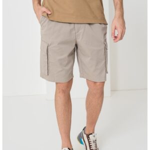 Pantaloni scurti cargo cu talie elastica - Maro taupe deschis