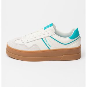 Pantofi sport flatform din piele - Caramel/Alb murdar/Verde menta
