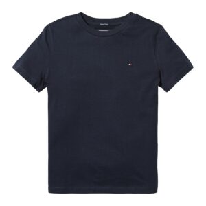 Tricou din bumbac organic cu decolteu la baza gatului - Bleumarin