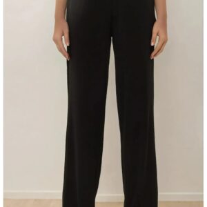 Pantaloni dama - cu talie elastica - negru - poliester si elastan